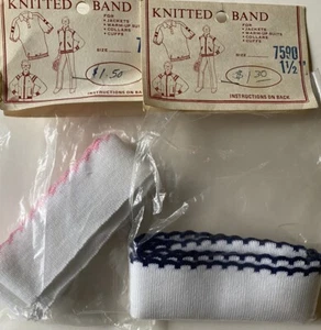 Vtg NOS Knitted Band 1.5" Sewing Trim #7590 Pink/ White + Blue Healthtex? Lyles? - Picture 1 of 3