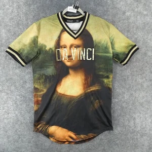 Hudson Outerwear Shirt Mens Small Short Sleeve Davinci Mona Lisa Gold Trim - Picture 1 of 14