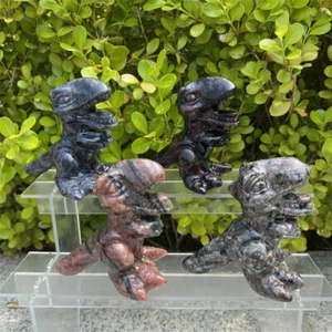 Calavera de cristal de cuarzo tallada dinosaurio piedra natural mezclada 1 pieza Reiki al azar - Imagen 1 de 18