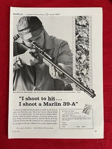 Vintage 1961 Marlin 39 A Rifle Print Ad .22 Caliber Ad Only - Picture 1 of 7