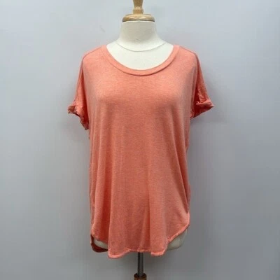 NWT LOFT Lou & Grey Scoopneck Relaxed T-Shirt Stretchy Knit Coral Pink Medium - Image 1 of 4