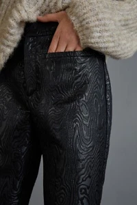 NWT $138 Anthropologie The Essential Slim Straight pants 14T Black Textured - Picture 1 of 13