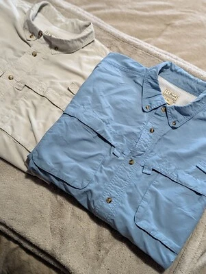 Lot Of 2  LL Bean Shirt Mens XLarge Outdoor Vented  UPF 50+ Button Long Sleeve - Image 1 of 4
