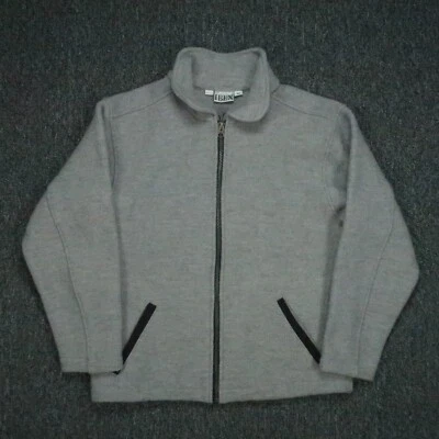 IBEX 夹克女式中号灰色纯全新羊毛全拉链口袋 — 第 1/4 张图片