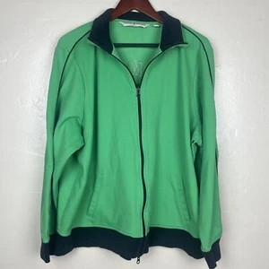 Tommy Hilfiger Womens Track Jacket Size 3x Green Y2K Spellout Embroidered 16883 - Picture 1 of 9