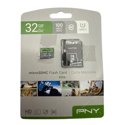 PNY Elite Class 10 U1 V10 microSDHC 32GB Flash Memory Card & SD Adapter Kit - Image 1 of 4