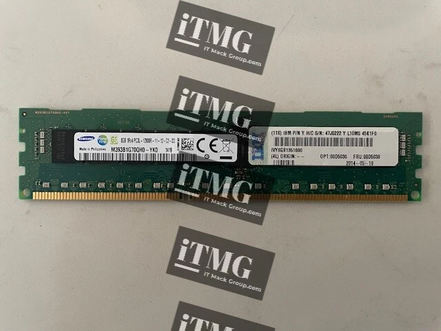 00D5036 (00D5038) IBM 8GB (1x8GB, 1Rx4, 1.35V) PC3L-12800 CL11 ECC DDR3 1600MH - Image 1 of 1