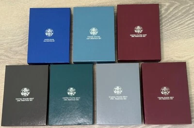 1986-1992 US Mint Prestige Proof - 7 Sets Complete w/ box & case OGP COA Silver - Image 1 of 4