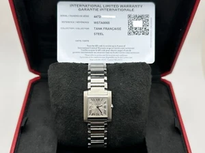 Cartier Ladies Tank WSTA0065 Ref 4472 Small Silver Dial Steel Box Paper - Picture 1 of 9