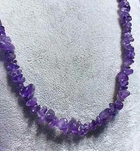 Collana Girocollo Uomo Pietra Naturale chips Scaglie Ametista viola 5/8mm - Foto 1 di 7