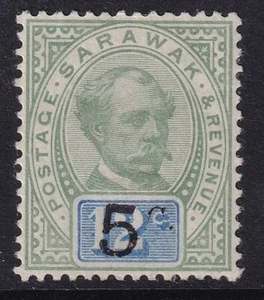 SARAWAK QV SG25, 5c on 12c green & blue (with stop after C), M MINT. Cat £42. - Picture 1 of 2