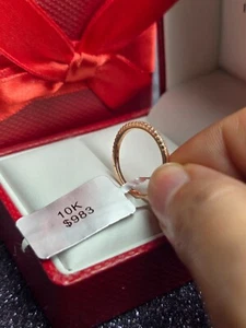 .5 Carat Round Cut Moissanite Half Eternity Wedding Band Solid 10K Rose Gold 4.5 - Picture 1 of 7