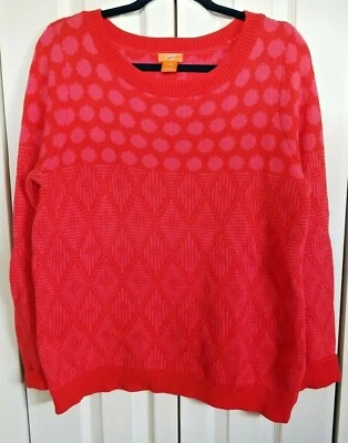 Joe Fresh X Grande XL Rojo Rosa 100% Algodón Suéter Top Camisa Lunares y Diamantes Foto 1 de 4