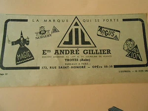 Pub La Marque JIL qui se porte Enadré Gillier Troyes Aube Advert Print 1954 - Imagen 1 de 1