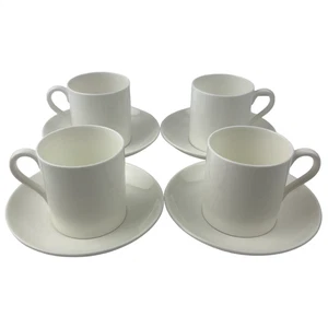 Lote de 4 tazas y platillos Demitasse planos de inspiración Wedgwood BLANCO de colección Inglaterra - Imagen 1 de 13