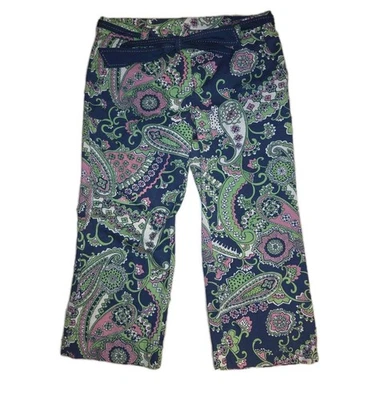 Pantalones Lilly Pulitzer Mujer Talla 4 Capri Bolsillos Cinturón Azul Verde Rosa  Foto 1 de 4