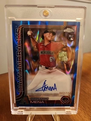 2025 Topps Chrome Cristian Mena RC Auto 002/150 Diamondbacks RA-CME Blue RayWave - Image 1 of 4