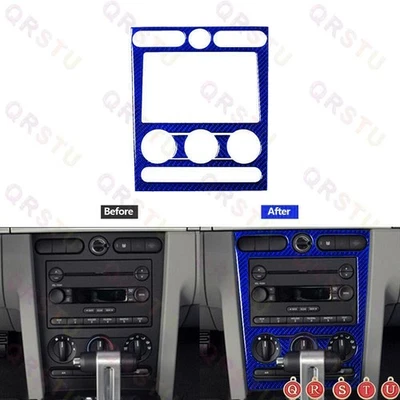 Cubierta del panel de control central de fibra de carbono azul 3X para Ford Mustang 2005-2009 Foto 1 de 4