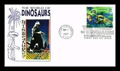US COVER CAMPTOSAURUS WORLD OF DINOSAURS FDC PANDA PASTED ON CACHET - Image 1 of 2