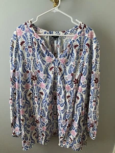 NWT Talbots Women  3X  Talbots Floral balloon sleeve tunic top  Popover - Picture 1 of 4