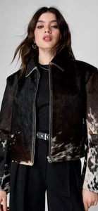Genuine Cowhide Leather Jacket for Women | Natural Hair-On Cow Skin Fashion Coat - Imagen 1 de 6