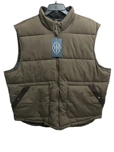 St. John’s Bay Puffer 3XL Vest Brown Lined Full Zip Pockets Corduroy Trim Warm - Picture 1 of 5