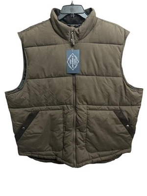 St. John’s Bay Puffer 3XL Vest Brown Lined Full Zip Pockets Corduroy Trim Warm - Image 1 of 4