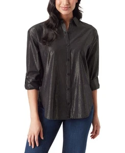 Gloria Vanderbilt Women's Amanda Lurex Top, Black, Small - Picture 1 of 4