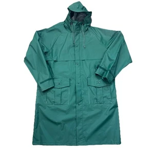 Vintage LL Bean Maine Guide Rain Parka Waterproof PVC Nylon Green Zip Mens Large - Picture 1 of 10