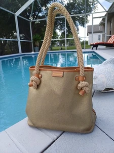 Michael Kors Maritime Beach Tote Coated Gold Metallic Rattan Rope Bag - Picture 1 of 20