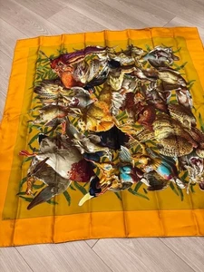 Hermes Carre 90 100 % Seide Quadrat Schal "LINARES" Orange Hergestellt in Frankreich Authentisch - Bild 1 von 6