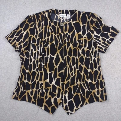 Blusa de mujer Covington talla L con botones marrón leopardo estilo parche poliéster Foto 1 de 4