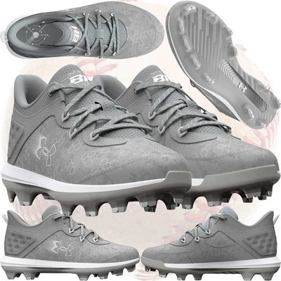 Under Armour Bryce Harper Low 8 Baseball Cleats 4.5Y Youth Boys Grey TPU NEW! - Image 1 of 4