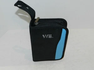 Estuche de transporte de viaje con cremallera azul negro gris almacenamiento de juegos Nintendo Wii LIMPIO  - Imagen 1 de 2