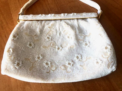 Vintage Ivory White Hand Beaded Wedding Evening Bag Clutch Made in Japan NWOT - Image 1 of 4