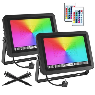 T SUNUS Faretto RGB LED 100W Faretti Colorati da Esterno Faro LED Colorato con - Immagine 1 di 4