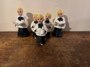 Keramik Chorknabe Figuren Set 5 Weihnachtslieder Hymnen Vintage 50er MCM - Bild 1 von 8
