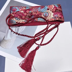 Damen japanischer Bund Gürtel Korsett Quaste Satin Kunstseide Vintage Accessoire Obi - Bild 1 von 17