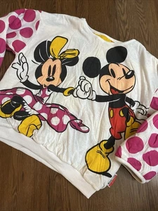 Vintage Disney Minnie Mickey Mouse reversible crewneck sweatshirt Swing Dancing - Picture 1 of 20