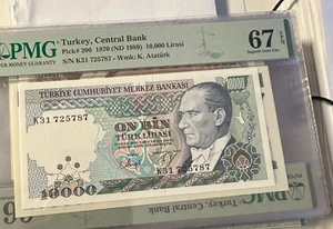 Turkey-Türkei-Türkiye-10000 Lira PMG 67 EPQ Serie K31 selten! 1989 - Bild 1 von 2