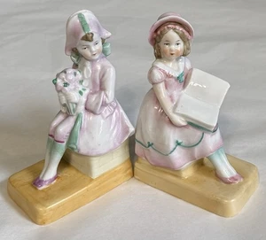 Vintage Porzellan viktorianische Junge & Mädchen Figur 5" Buchstütze Set ~ #4616 - Bild 1 von 14