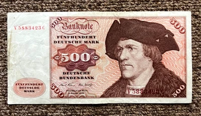 Billete de 500 marcos alemanes de Alemania 1960 crujiente Foto 1 de 2