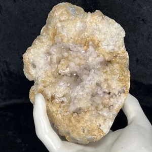 4-3/4" Geode Kristall Quarz Cluster natürliches Eisen Citrin Amethyst Farbton Exemplar - Bild 1 von 8