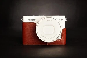 Handmade Genunie Real Leather half Camera Case Camera Cover bag for Nikon J4 - Picture 1 of 8