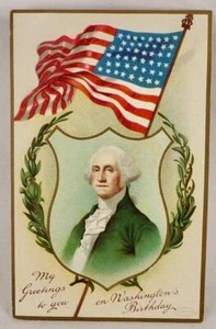 George Washington Postcard My Greetings To You on Washington's Birthday #11 - Picture 1 of 6