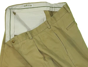 Pantalone chino uomo ORVIS beige plissettato kaki etichetta 40x32 misura 40x30 - Foto 1 di 5
