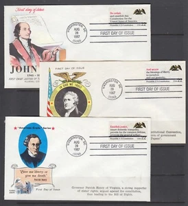 US Sc 2355-2359 FDC. 1987 Constitution, Fluegel cachets, unaddressed, fresh - Picture 1 of 2