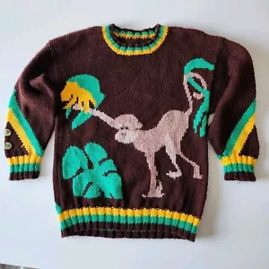 Handmade Knit Sweater Kids 10-12 Years Monkey Bananas Knit Chimp Swinging Fun - Picture 1 of 16