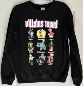 Disney Park Villains Mood Sweatshirt Sz Medium (7-9) Black Wicked Evil Sassy - Picture 1 of 24