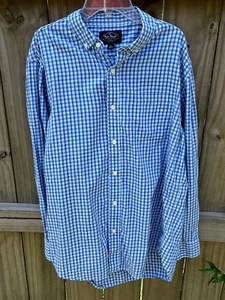 Nat Nast Large Long Sleeve Cotton Blue White Checked - Picture 1 of 6
